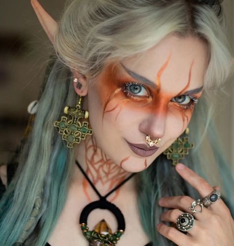 Wood Elf Makeup, Druid Makeup, Coven Dress, Fairy Eye Makeup, Warrior Makeup, Fairy Make-up, Halloweenský Makeup, Elf Cosplay, Makeup Drawing