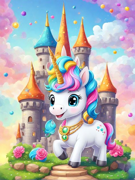 Unicorn in the Front of a Castle 206 ?? Unicorn Wallpaper Cute Rainbow, Unicorn Art Drawing, Unicorn Coloring Sheets, Magical Watercolor, Rainbow Colors Art, Unicorn Wallpaper Cute, Cute Rainbow Unicorn, How To Draw Cute, Unicorn Artwork