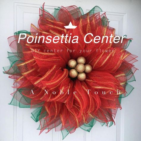 A quick video by A Noble Touch showing how to make the perfect center for your poinsettia flower! Poinsettia Wreath Diy, Poinsettia Wreath Tutorial, Diy Poinsettia, Burlap Poinsettia, Diy Wreath Bow, Deco Mesh Wreaths Tutorials, Burlap Flower Wreaths, Deco Mesh Wreaths Diy, Holiday Wreaths Diy