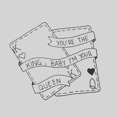 Created by Magda K. You're the king, baby I'm your queen♥️🃏 #lovewatts #sketchbook #artist #tumblr #artistic #arte #dibujo #ilustracion #graphicdesign #graphic… Queen Drawing Reference, Font Practice, Drawing Ideas Love, King And Queen Pictures, Gel Pen Drawings, Lyric Drawings, Queen Drawing, Sketchbook Artist, Drawings For Boyfriend