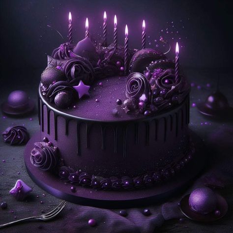 Gothic Cake, Butterfly Birthday Cakes, Purple Cake, Skull Cake, 50th Cake, Sweet 16 Birthday Cake, Purple Food, Purple Cakes, New Year's Cake