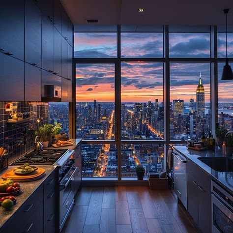 Penthouse Aesthetic, Nyc Penthouse, 200 Dollars, City View Apartment, Apartment View, Dream Life House, Dream Apartment Decor, Versatile Furniture, Technology Integration