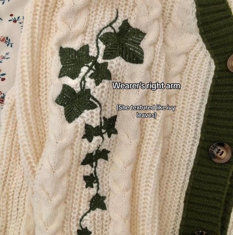 Ivy-Willow Cardigan embroidery🤍🌿 #evermore #folklore #swiftie Evermore Embroidery, Willow Cardigan, Cardigan Embroidery, Embroidery Studio, Evermore Folklore, May 23, Ivy, Sewing Projects, Embroidery