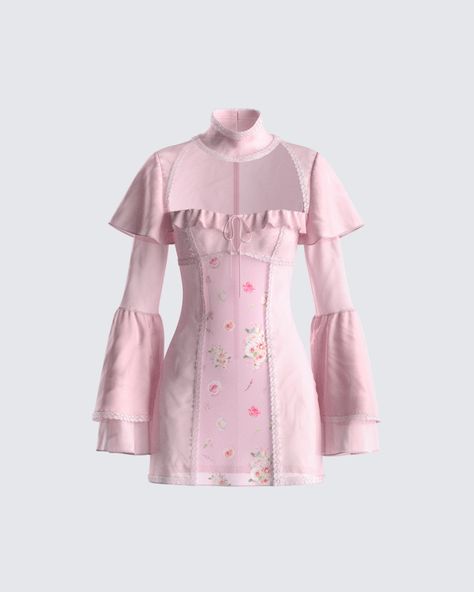 Pippi Pink Floral Print Mini Dress Pink Cute Outfits, White And Pink Dress, Feminine Power, Printed Dresses, Dress Back, Vibrant Energy, Pink Floral Print, Dolce E Gabbana, Pink Mini