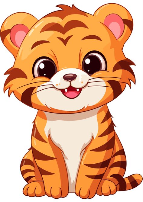 Tiger Clipart, Animal Pictures For Kids, Tiger Cartoon, Tiger Vector, Safari Animals Birthday, Photo Cake Topper, Cartoon Tiger, Fun Classroom Activities, Tiger Pictures