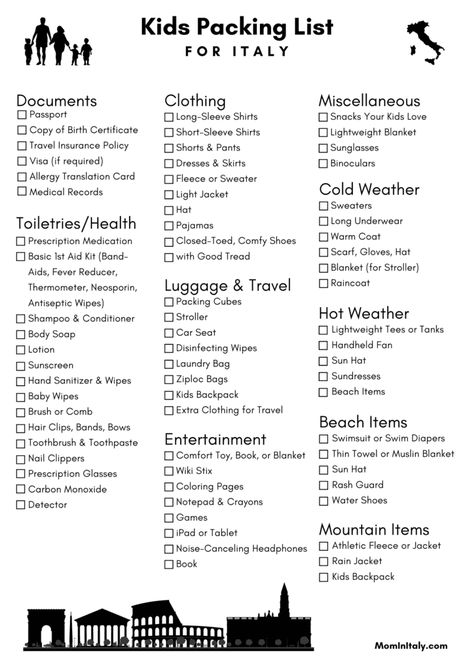 Italy Packing List for Kids – What to Bring & What to Leave at Home! Packing List For Italy, Kids Packing List, Italy With Kids, Travel Raincoat, Italy Packing, Italy Packing List, Driving In Italy, Italy For Kids, Italy Winter