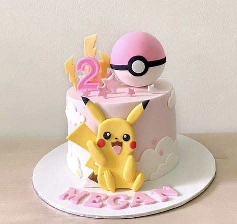 Pink Pikachu Birthday Party, Picachu Cakes Ideas, Girl Pokémon Birthday, Pikachu Cake Pops, Pastel Pokemon Party, Evie Cake Pokemon, Pink Pokemon Cake, Pikachu Girl Birthday Party, Pokemon Cake Buttercream