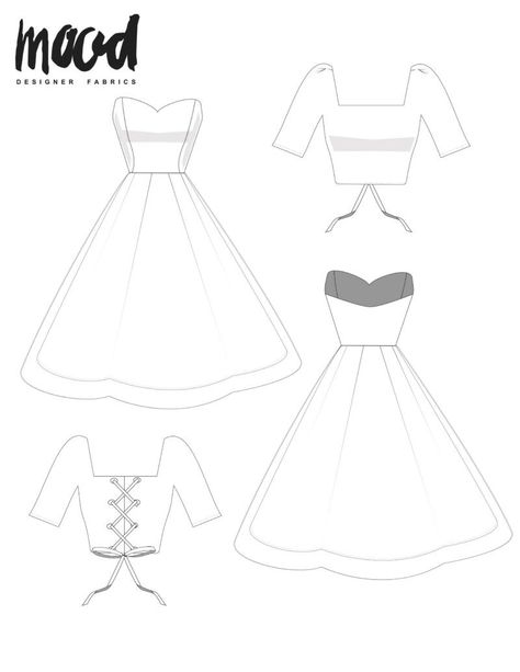 The Rodanthe Dress - Free Sewing Pattern - Mood Sewciety Free Simple Sewing Patterns, Simple Sewing Patterns Free, Cosplay Sewing Patterns Free, Formal Dress Sewing Patterns, Free Dress Sewing Patterns, Sweetheart Dress Pattern, Sewing Patterns For Men, Mood Patterns, Lace Dress Pattern