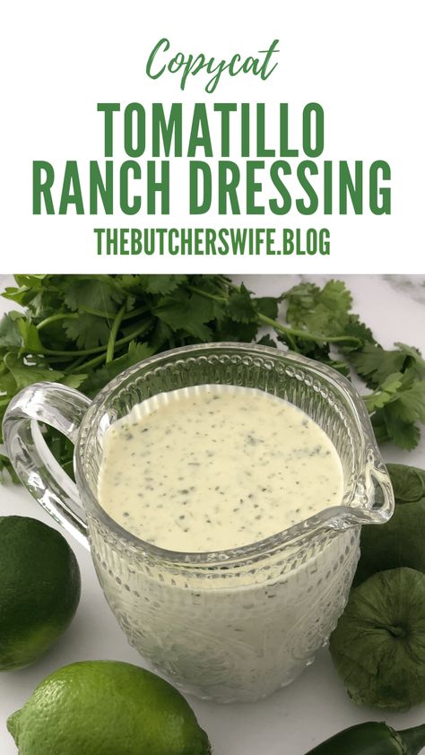 Tomatillo Ranch Dressing, Tomatillo Ranch, Creamy Salad, Creamy Salad Dressing, Perfect Salad, Ranch Dressing Recipe, Cilantro Lime Dressing, Ranch Recipe, Magic Recipe