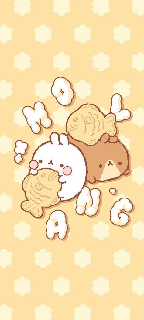 Molang Wallpaper, Cute Food Wallpaper, Cute Food Art, Food Wallpaper, Funny Phone Wallpaper, Hello Kitty Items, Aesthetic Pastel Wallpaper, Pastel Wallpaper, Kawaii Wallpaper