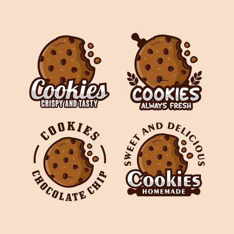 Stiker Cookies Design, Cookies Label Design Ideas, Cookies Logo Design Ideas, Cookie Label Design, Cookies Logo Design Stickers, Cookies Drawing Illustration, Cookies Logo Ideas, Logo Cookies Design Branding, Cute Cookie Drawing