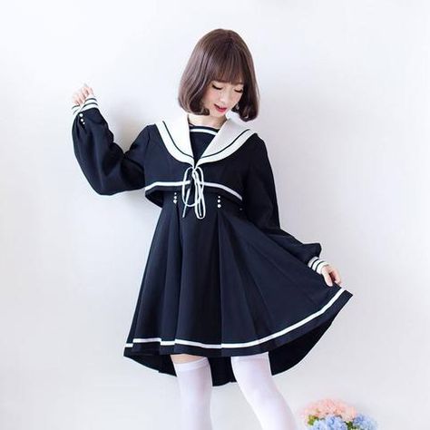 Japanese Harajuku Warm Winter Sailor Uniform Dress+Top SD01624 Cute Japanese Uniforms, Japanese Clothes Style, Japanese Sailor Uniform, Sailor School Uniform, Japanese Dresses, Cute Japanese Fashion, Winter Uniform, Sailor Outfit, Sailor Costume