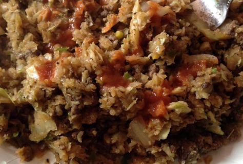 Texas Dirty "Rice" Rice With Cabbage, Hgc Diet, Fast Metabolism Diet Recipes, Keto Pork Chops, Low Carb Gluten Free Recipes, Healthy Oil, Beef Rice, Dirty Rice, Ideal Protein