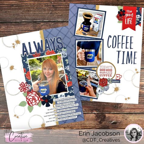 The Creative Design Team has an exciting new sketchbook for all of the 8.5 x 11 scrapbooking fans out there. Head on over to my youtube channel to see how I interpreted one of the sketches to create this fun, coffee inspired layout. #scrapbooklayout #scrapbooking