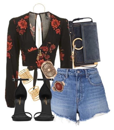 Outfits Polyvore, Rock Chic, Edgy Outfits, Black Beauty, Polyvore Outfits, Floral Top, Outfits Casuales, Look Fashion, Alexander Wang