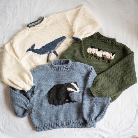 Crochet Animal Sweater, Fall Sweaters 2024, Knitted Jumper Aesthetic, Colourful Knitted Sweater, Embroidery On Knitted Sweater, Embroidered Knit Sweater, Aesthetic Jumpers, Graphic Knit Sweater, Embroidery Jumper