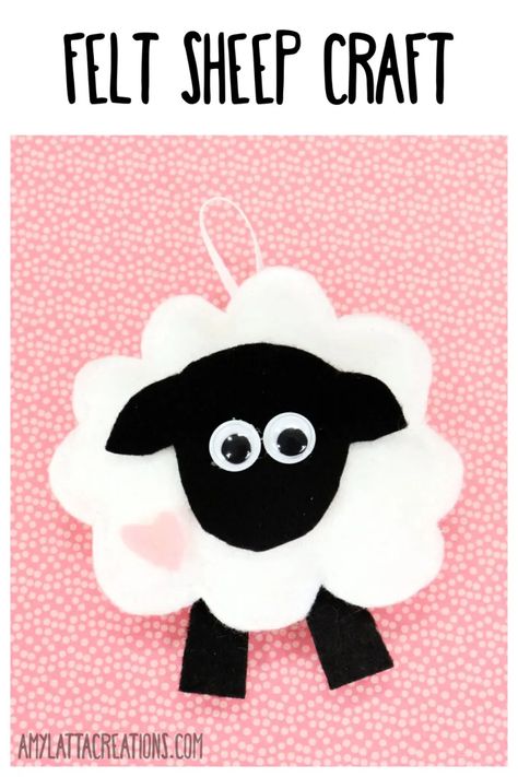 Felt Sheep Pattern Free, Sheep Felt Pattern, Sheep Felt Ornament, Sheep Ornament Craft For Kids, Christmas Sheep Craft, Sheep Christmas Ornaments, Easy Sheep Craft, Sheep Ornament Diy, Lamb Ornament Diy