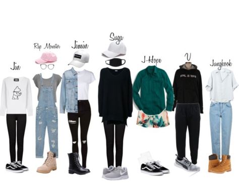 Baepsae Dance Practice Outfits // BTS Korean Pants Outfit, Outfit Bts, Korean Pants, Bts Outfits, Bts Clothing, Dance Outfits Practice, Bts Inspired Outfits, Practice Outfits, Trendy Hat