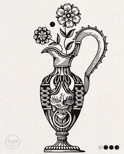 #tattoo #tattoos #inked #tattooart #tattooed #tattooideas #tattoodesign #tattooinspiration #tattoosleeve #tattooflash #inkedgirls #tattooedwomen  #InkLaughs  #TattooFails Tattoos For Women Sketch, Traditional Vase Tattoos, Traditional Tattoo Vase, Ancient Art Tattoo, Traditional Black Tattoo, Abstract Tattoo Ideas, Minimalist Tattoo Ideas, Filigree Tattoo, Autumn Tattoo