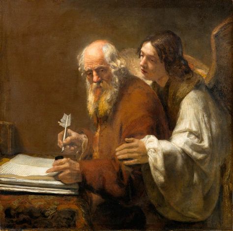 St. Matthew and the Angel, Attributed to Karel van der Pluym, circa 1655–1660, Purchased with funds from the State of North Carolina and Public Subscription, in memory of W. R. Valentiner Carel Fabritius, St Mathew, St Matthew, Saint Matthew, Saint Quotes Catholic, Auguste Rodin, Oil Canvas, The Angel, Rembrandt