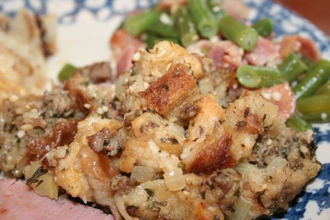 The original version of this recipe comes from the Dec/Jan 1997 issue of Taste Of Home magazine. I have since added the sage flavored sausage, and will either skip the mixed nuts or add only pecans. I get wonderful compliments on this stuffing every time i serve it, and the best compliments are when i'm asked to share the recipe or bring the stuffing to the next holiday.  Be sure to use 3/4 light rye to 1/4 dark rye, or substitute all light rye, so the rye doesn't overpower.  In this combination Rye Bread Stuffing Recipe, Holiday Bites, Best Compliments, Bread Stuffing, Stuffing Ingredients, Rye Bread, Stuffing Recipes, Xmas Food, Home Magazine