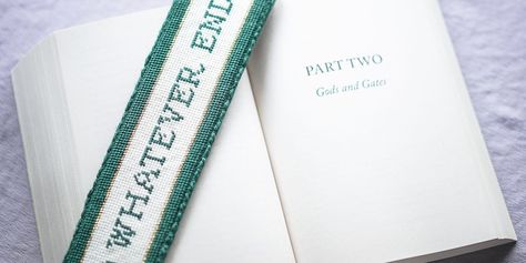 Free Needlepoint Chart: To Whatever End Needlepoint Bookmark, Bookish Bookmarks, To Whatever End, Project List, Diy Bookmarks, Needlepoint Patterns, Create Diy, Gold Threads, Needlepoint