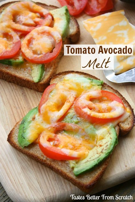 Tomato Avocado Melt Tomato Avocado Melt, Avocado Melt, Menu Sarapan Sehat, Tomato Avocado, Kid Approved Meals, Good Eat, Avocado Recipes, Sandwiches Wraps, 21 Day Fix