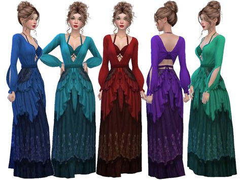 The Sims Resource - Wanda evening dress Witch Dress, Sims 1, Ts4 Cc, Sims 4 Clothing, Sims 4 Cc, Maxis Match, The Sims Resource, Sims 4 Mods, Sims Resource