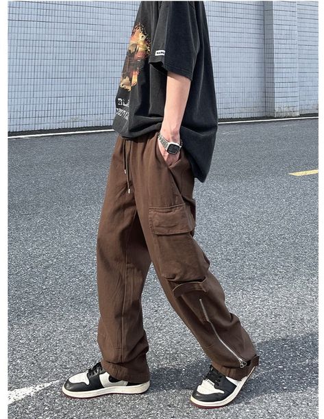 Brown Cargo Pants Outfit, Cargo Pants Outfit Men, Street Wear Aesthetic, Cargo Outfit, Brown Cargo Pants, Fit Cargo Pants, Cargo Pants For Men, Guy Fits, Pants Outfit Men