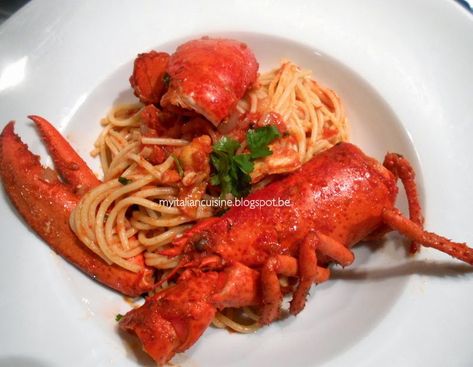 Spaghetti With Lobster Sauce, Lobster Rigatoni, Red Lobster Linguini Alfredo, Lobster Tail With Pasta, Seafood Spaghetti Marinara, Lobster Spaghetti, Lobster Pasta Recipe, Lobster Pasta, Red Sauce Recipe