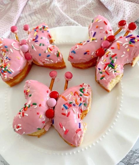 Brookies Cookies, Donut Decorating Ideas, Spring Breakfast, Easy Donuts, Diy Donuts, Kids Party Food, Butterfly Birthday, Kid Food, Food Crafts