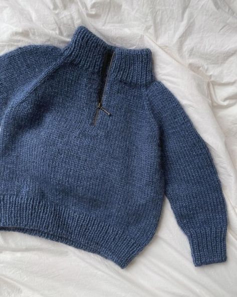 Peer Gynt, Zipper Sweater, Zippered Sweater, Baby Cardigan, Stockinette Stitch, Top Down, Blue Sweater, Sweater Pattern, Knitting Ideas