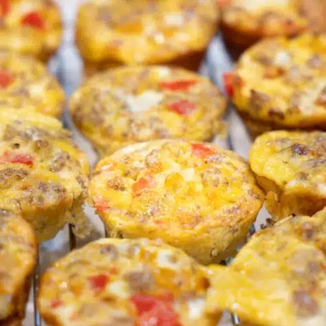 EASY Breakfast Sausage Egg Muffins - Our Family Cooks Sausage Patties And Eggs, Sausage Egg Muffins, Breakfast Cupcakes, Sauteed Peppers And Onions, Protein Rich Breakfast, Sausage Patties, Breakfast Prep, Sausage Patty, Breakfast Sausage