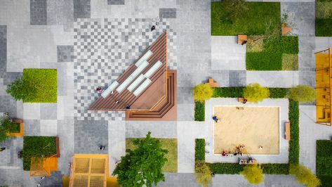 Tetris Square by Lab D+H « Landscape Architecture Platform | Landezine Architecture Public Space, Urban Square, Urban Public Space, Urban Places, Outdoor Architecture, Pavement Design, Paving Pattern, Paving Design, Sou Fujimoto