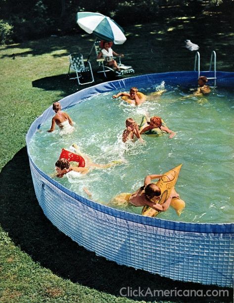 Vintage above-ground pools like these made swimming & summer water fun affordable - Click Americana Roger Wilkerson, Children Swimming Pool, Family Pool, Summer Water, Summer Pool, Retro Summer, Pool Days, Above Ground Pool, Summer Bucket