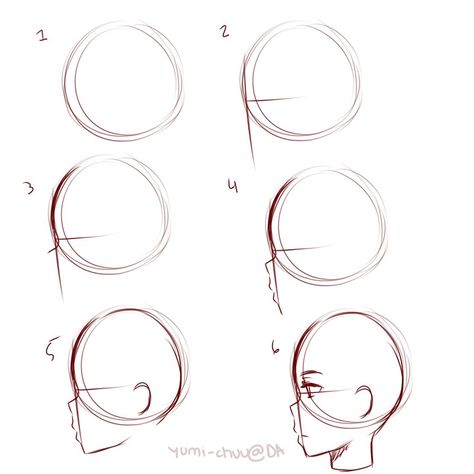 Drawing Heads Side View, Left Side Face Drawing, Side Head Drawing, Head Side View, Side View Drawing, Sketching Tips, Drawing Tutorial Face, Body Drawing Tutorial, Manga Drawing Tutorials