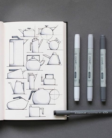 Umbrella Design Ideas Creative, Kettle Sketch, Teapot Sketch, Ceramic Sketch, Cup Sketch, Industrial Design Ideas, Industrial Sketch, Product Design Sketch, Kettle Design