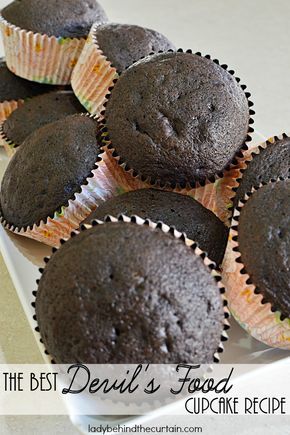 The Best Devil’s Food Cupcake Recipe | This moist cupcake is rich with chocolate flavor.  Whenever I need a chocolate cupcake I always make this recipe. Devils Food Cupcakes, Food Cupcakes, Moist Cupcakes, Brownie Desserts, Devils Food, Cupcake Flavors, Cupcake Recipe, Oreo Dessert, Fun Easy Recipes