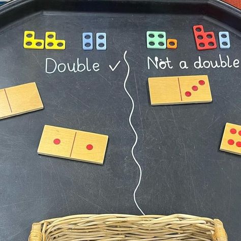 Miss B ✨ on Instagram: "Double Double 🩵  Don’t know if I’ve turned bonkers or not by letting them have access to precious Velcro 😂 (it was the cheap ones anyway!)  #continuousprovision #eyfs #earlyyears  #playingislearning #enablingenvironment #classroomdisplay #continuousprovisioninks1 #invitationtoplay #earlyyearsenvironment #winninginprovision #inspire_play_learn #teachergram #enchantingearlyyears #learningwiththesmalls #eyfsideas #eyfsteacher #playinprovision #playandlearntoday #magicofprovision #earlyyearsplayshare #earlyyearsplay #classroomsetup #receptionclass #playislearning #eyfsmagiceveryday #maths #mathsplay #mathsskills #whiterosemaths #mathsfun" Eyfs Doubles Activities, Doubling Eyfs, Year 1 Provision, Continuous Provision Year 1, Math Doubles, Maths Eyfs, Eyfs Maths, Ks1 Maths, Eyfs Classroom