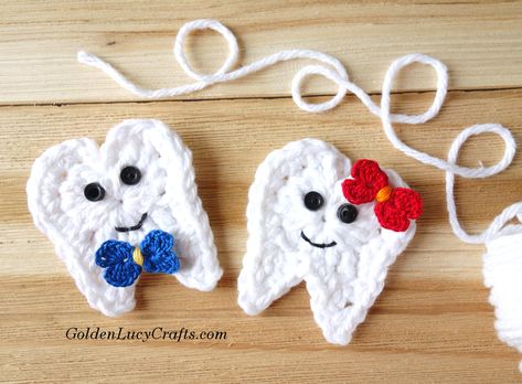 Crochet Tooth Pattern, tooth fairy, free crochet pattern, #crochet, #crochetpattern, Goldenlucycrafts Crochet Tooth Fairy, Crochet Tooth, Tooth Fairy Pouch, Fairy Pouch, Crochet Abbreviations, Crochet Supplies, Crochet Butterfly, All Free Crochet, Tooth Fairy Pillow