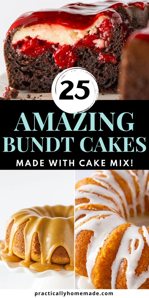 These 25 Amazing Bundt Cakes are just the recipes you need for the most delicious and easy cakes! Bundt cakes are always beautiful and require minimal effort for that beauty. These bundt cake recipes take everything up a notch, while still being totally easy to make. Everyone will love them! Mini Bundt Pound Cakes, Small Bunt Pan Recipes, Unique Dessert Ideas To Sell, Mini Fluted Cake Pan Recipes, Mini Bundt Cake Recipes From Mix Boxes, Mini Bundt Cakes From Cake Mix Boxes, Mini Chocolate Bundt Cake Recipe, Mini Bundt Cake Recipes, Sock It To Me Cake