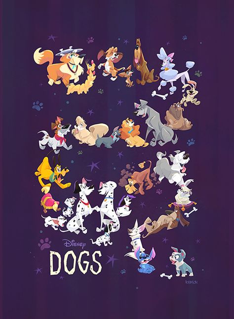 "Disney Dogs" by Bill Robinson Bill Robinson, Disney Mignon, Cartoon Dogs, Animation Disney, Food Drawings, Disney Cats, Images Disney, Disney Nerd, Disney Dogs