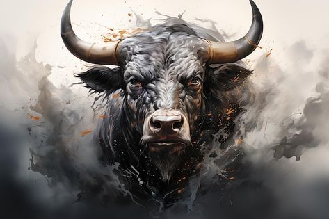 Premium Photo | A dynamic and powerful depiction of a charging bull AI generated Bulls Tattoo, Taurus Bull Tattoos, Bull Artwork, Bull Images, Charging Bull, Taurus Bull, Animal Caricature, Bull Art, Bull Tattoos