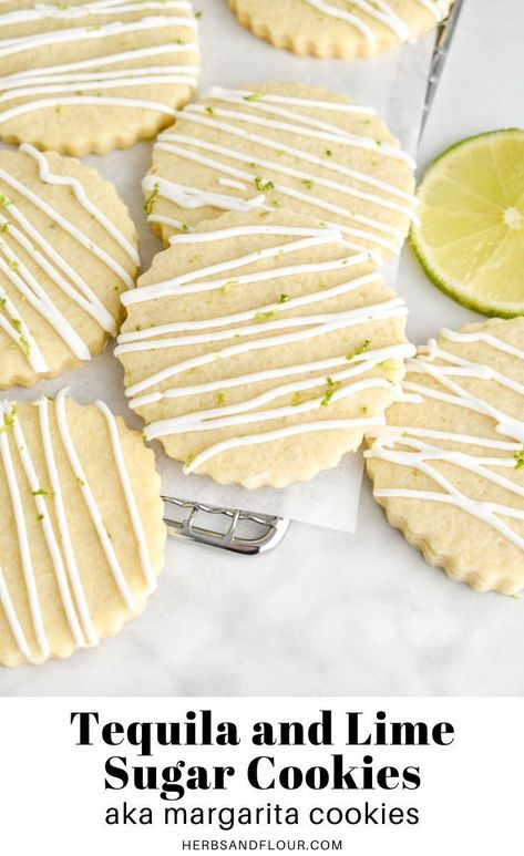 These fun Tequila and Lime Sugar Cookies have all the yummy flavours of a margarita baked into a sweet little treat! Lime Sugar Cookies, Yogurt Flatbread, Mexican Cookies, Lime Cookies, Lime Desserts, Icing Recipe, Easy Cookie Recipes, Sugar Cookies Recipe, Easy Cookies