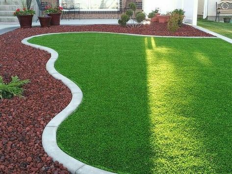 Great Pebbles Ideas with Nice Shapes to Beautify Your Outdoor - Matchness.com Artificial Grass Garden, Grass Texture, Grasses Garden, Rock Garden Landscaping, Front Yard Garden, Yard Design, Garden Edging, Garden Borders, Front Yard Landscaping Design