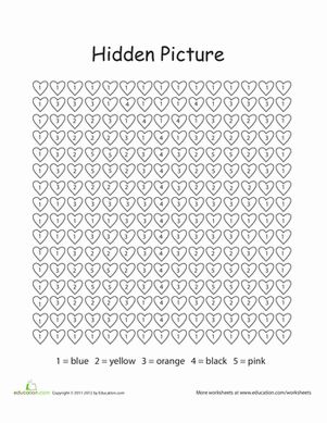 Color by Number: Hidden Picture Worksheet Color By Number Worksheet, Valentine Worksheets, Number Worksheet, Fast Finishers, Valentine Activities, Number Worksheets, Hidden Pictures, Valentines Day Activities, Color By Number