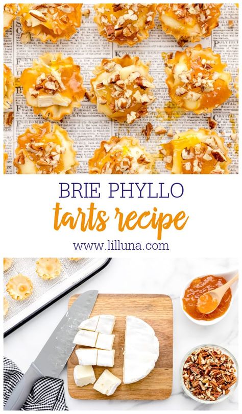 Phyllo Tarts Appetizers, Brie Phyllo Cups, Brie Phyllo, Appetizer Brie, Phyllo Tart, Tart Shells Recipe, Brie Cheese Recipes, Phyllo Dough Recipes, Phyllo Cups