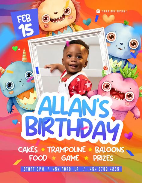 Children Birthday Background, Birthday Invite Design, Kids Invitations Birthday, Birthday Invitation Card For Kids, Birthday Design Poster, Baby Birthday Poster, Birthday Invitation Card Design, Birthday Poster Design, Poster Design Kids