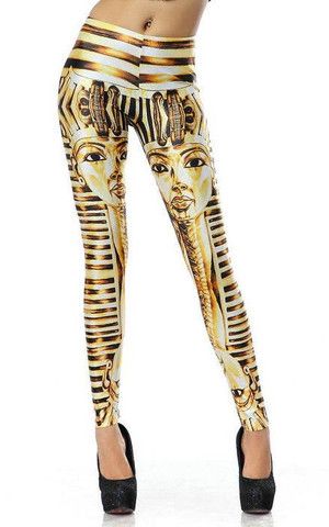 King Tut Printing Leggings Modern Egyptian Fashion, Crazy Leggings, Affordable Workout Clothes, Egyptian Pharaoh, Trendy Leggings, King Tut, Womens Workout Outfits, Striped Leggings, Leggings Design