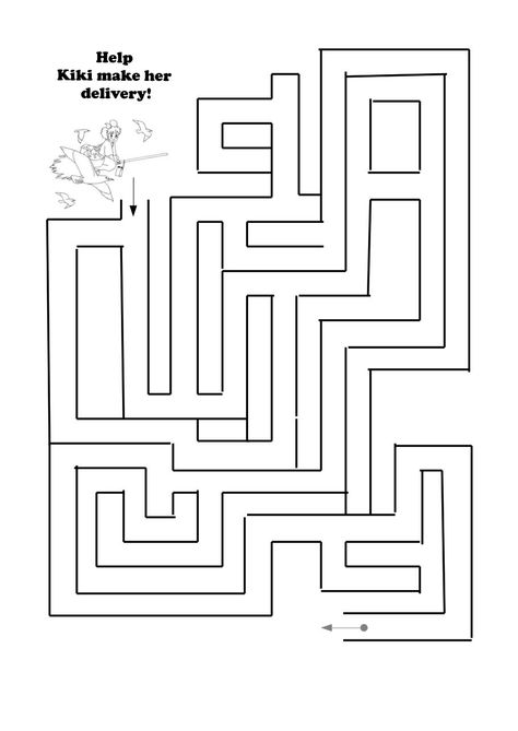 Kiki's Delivery Service Maze Activity Sheet - Printable   #Ghibli #Activity #Picturehouse Studio Ghibli Activities, Ghibli Summer, Maze Activity, Anime Club, Kiki's Delivery Service, Camp Ideas, Kids Club, Activity Sheets, Printable Activities